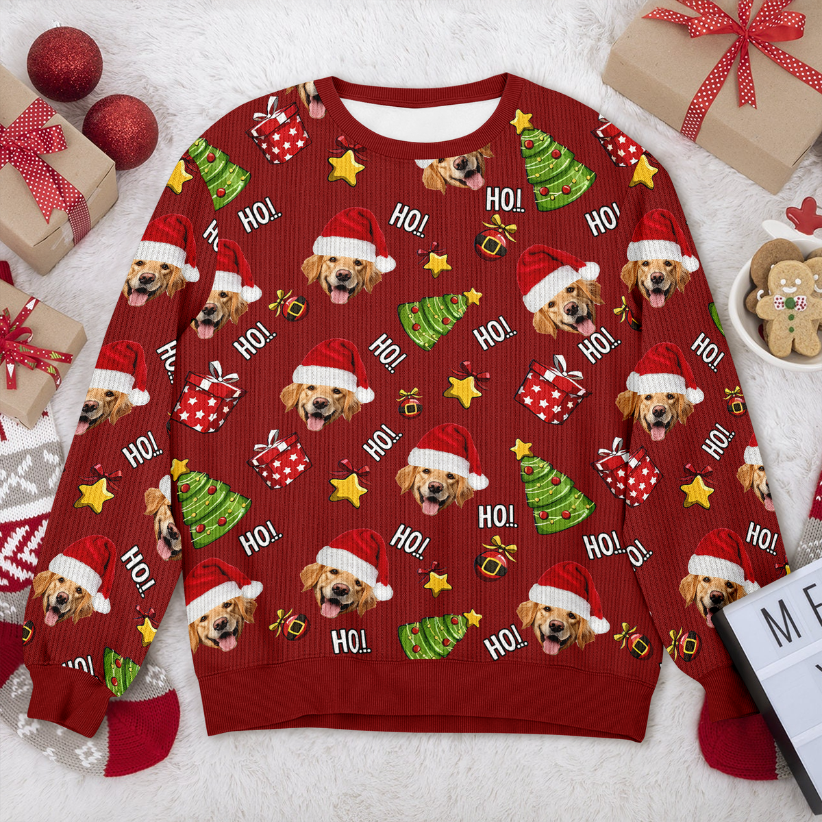 Custom Pet Photo Ho Ho Ho Ugly Sweater Funny Christmas Gift For Pet Lovers CH07 899298