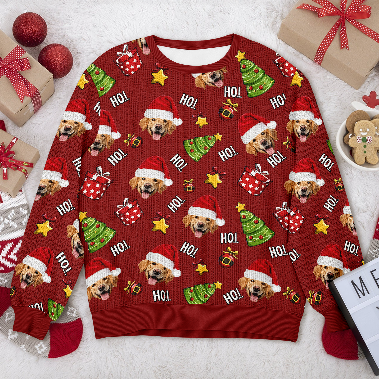 Custom Pet Photo Ho Ho Ho Ugly Sweater Funny Christmas Gift For Pet Lovers CH07 899298