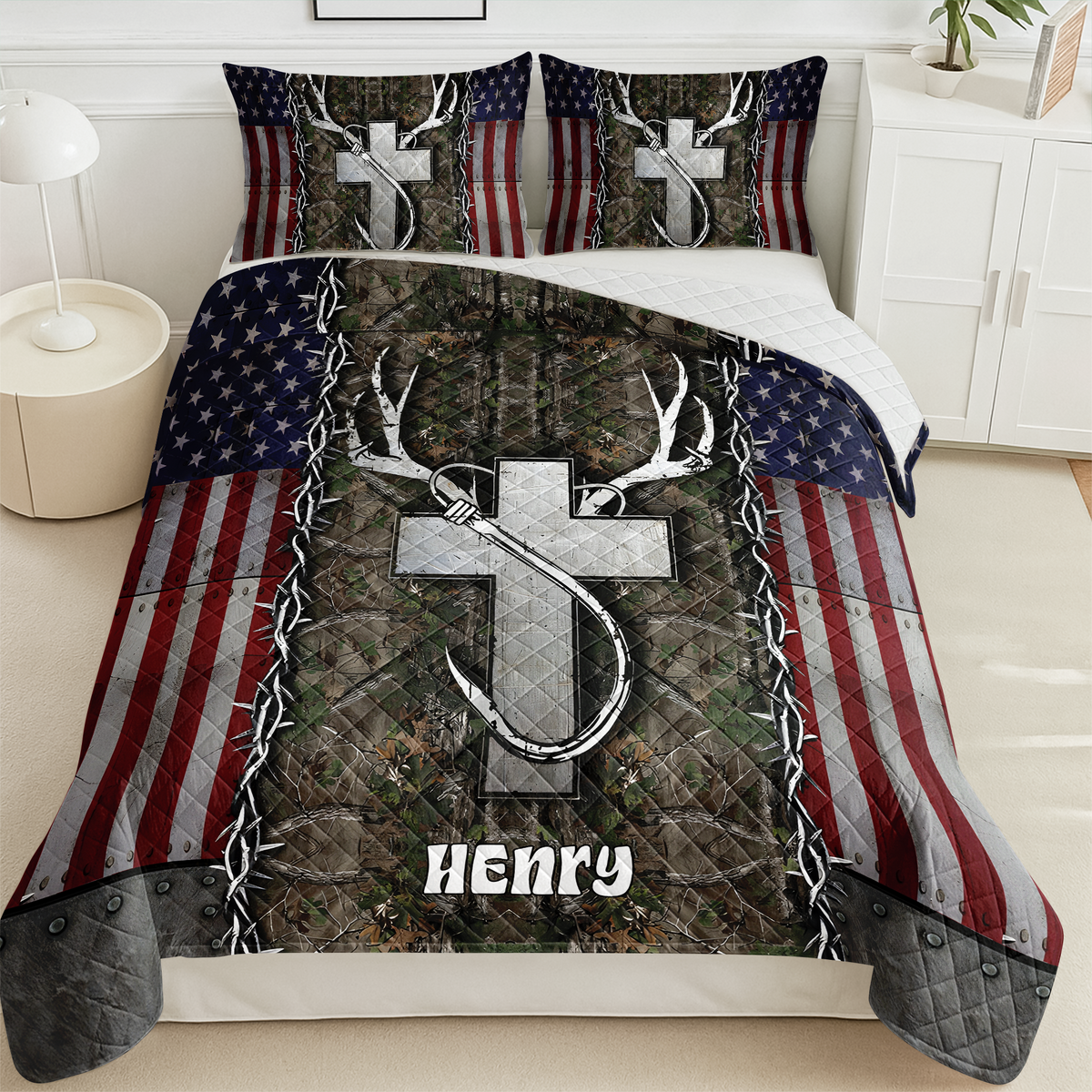 Custom Photo Deer Hunting Quilt Bedding Set For Hunting Lovers LM32 897287