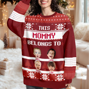 Custom Photo This Grandma Belongs To Christmas Ugly Sweater HO82 900036