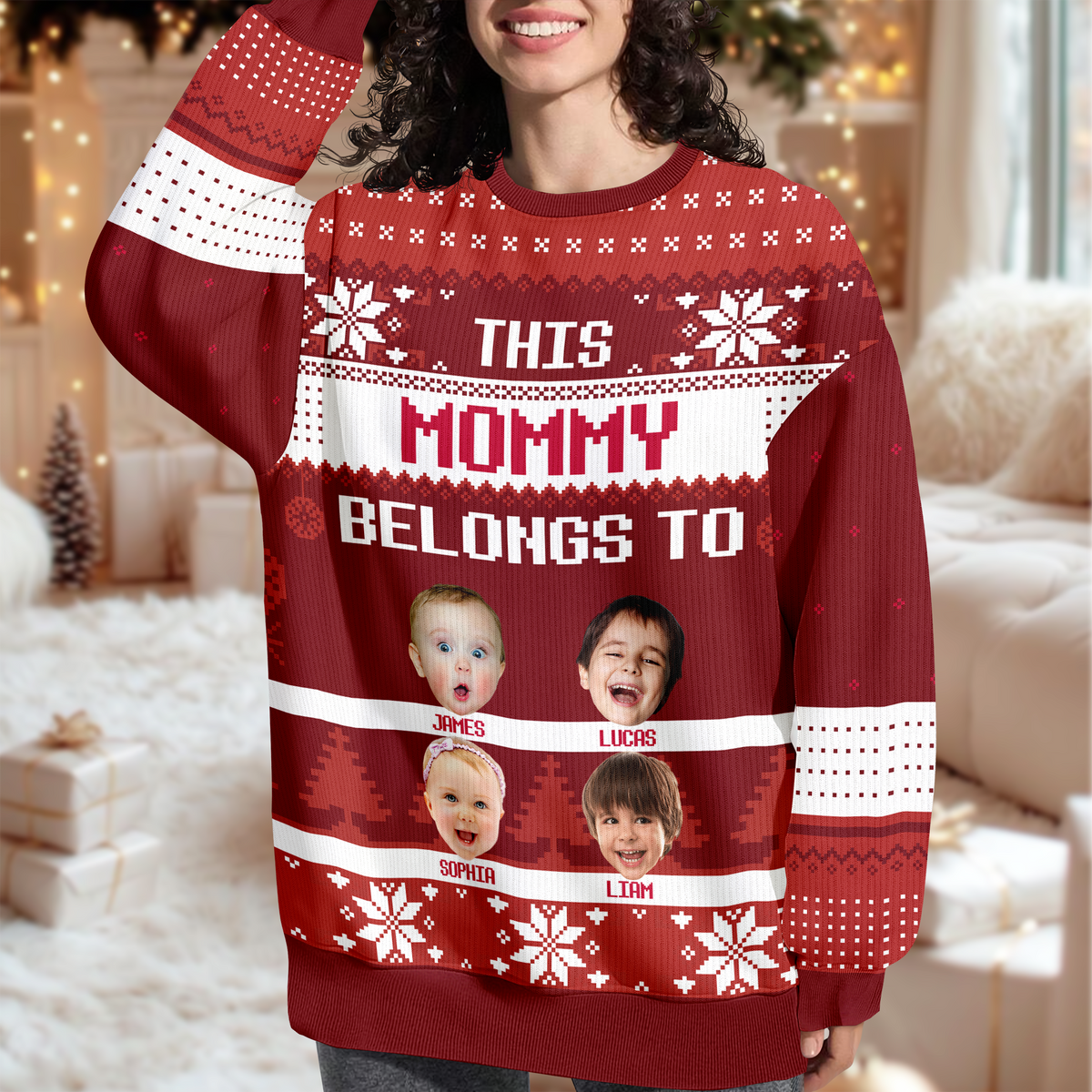 Custom Photo This Grandma Belongs To Christmas Ugly Sweater HO82 900036