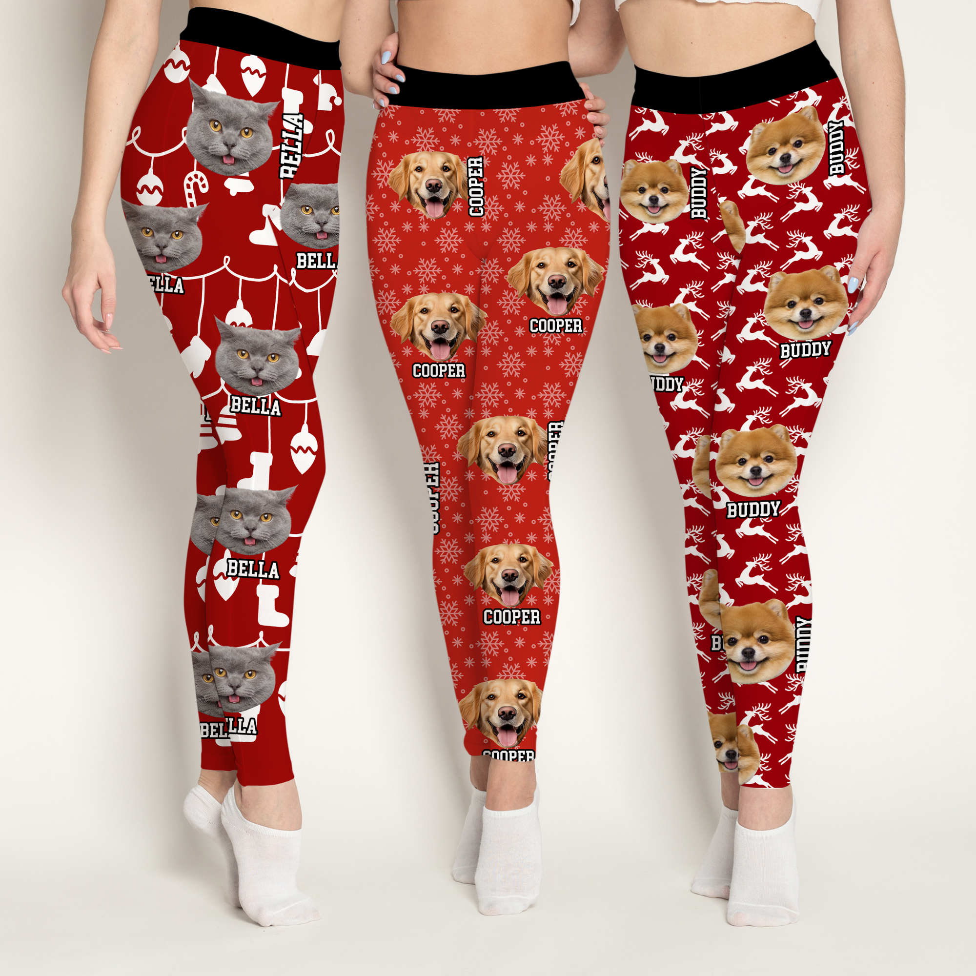 Custom Photo With Christmas Background Legging Gift For Dog Cat Lovers HO82 900474