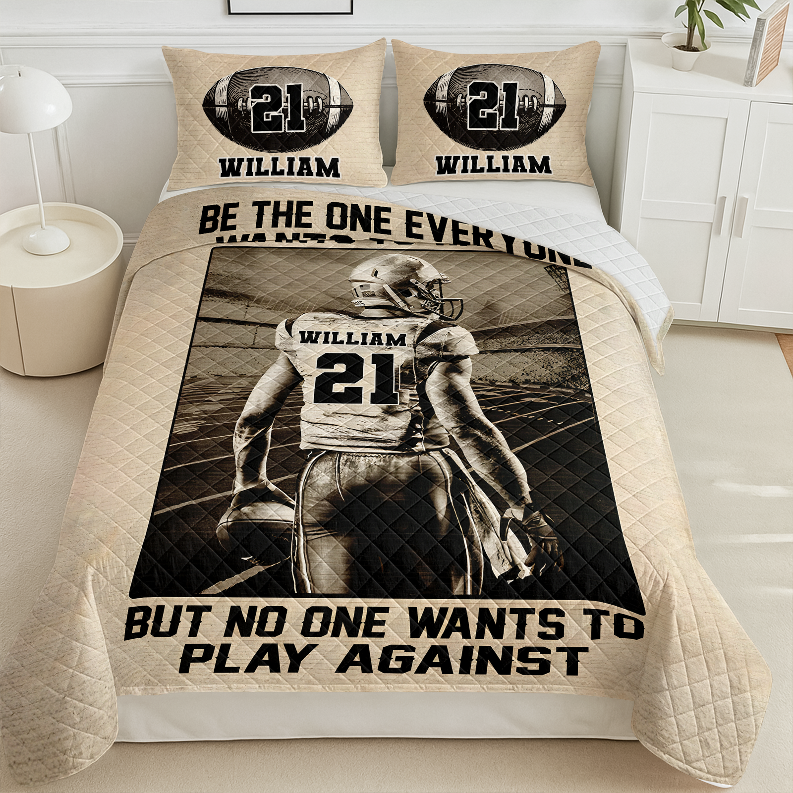 Personalized American Football Player Quilt Bedding Set - Be The One Everyone Wants To Watch CH07 899712