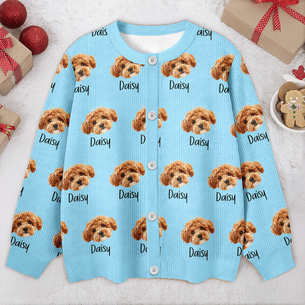 Custom Pet Portrait Photo Ugly Cardigan - Personalized Dog/Cat/Person Photo & Name Gif For Christmas CH07 899808
