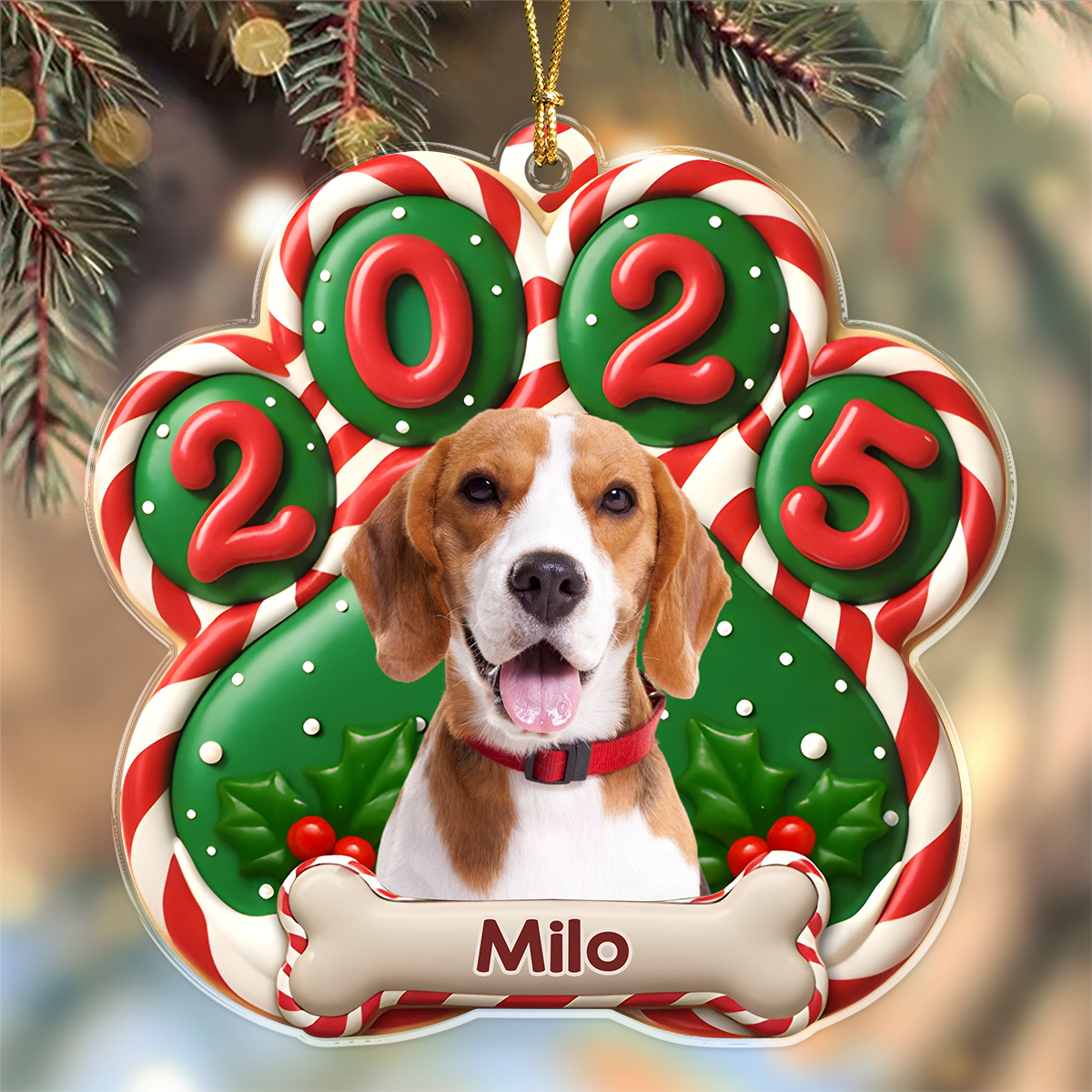 Custom Dog Photo Paw Christmas Acrylic Ornament For Dog Lovers HA75 897948