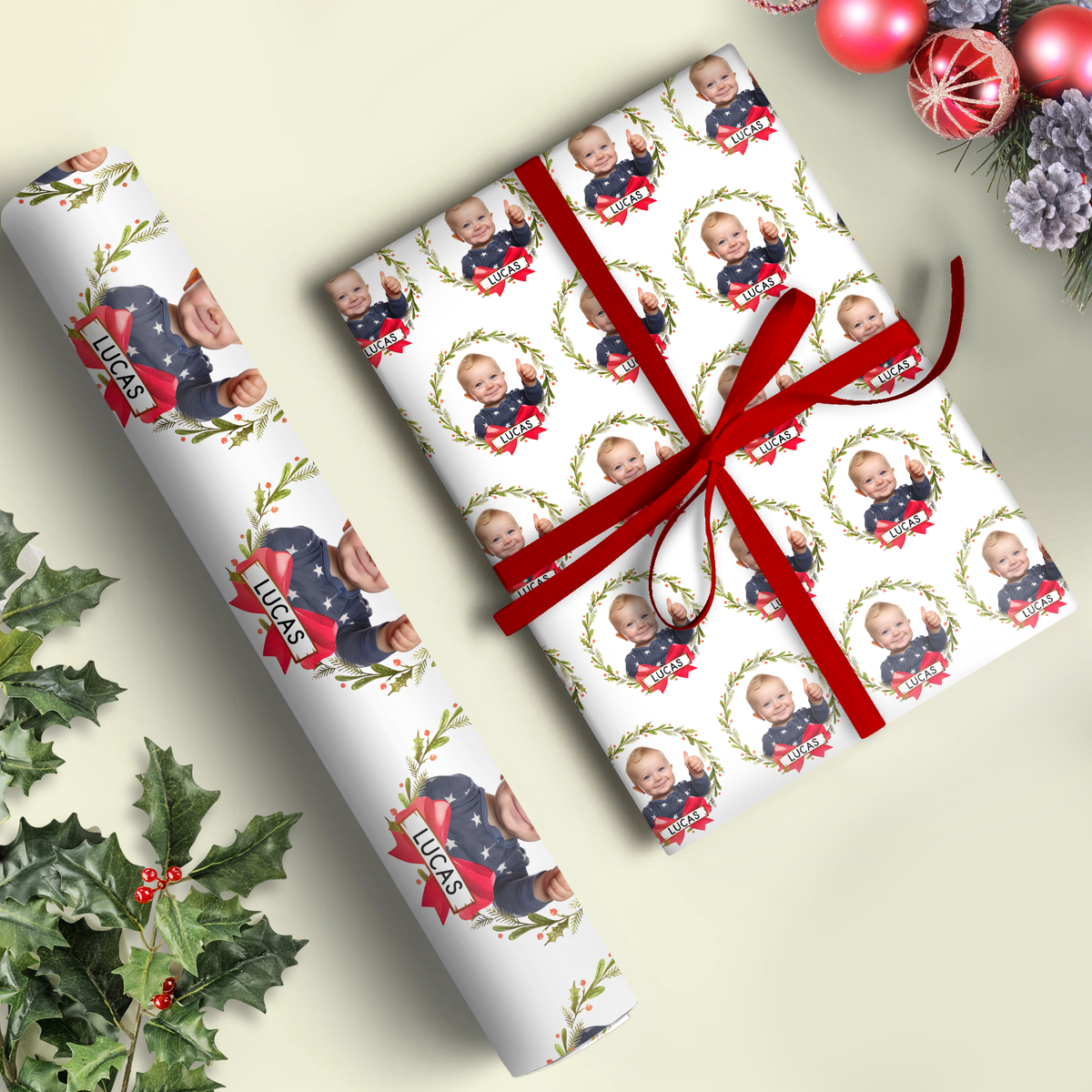 Custom Human Photo Christmas Wrapping Paper CH07 895696