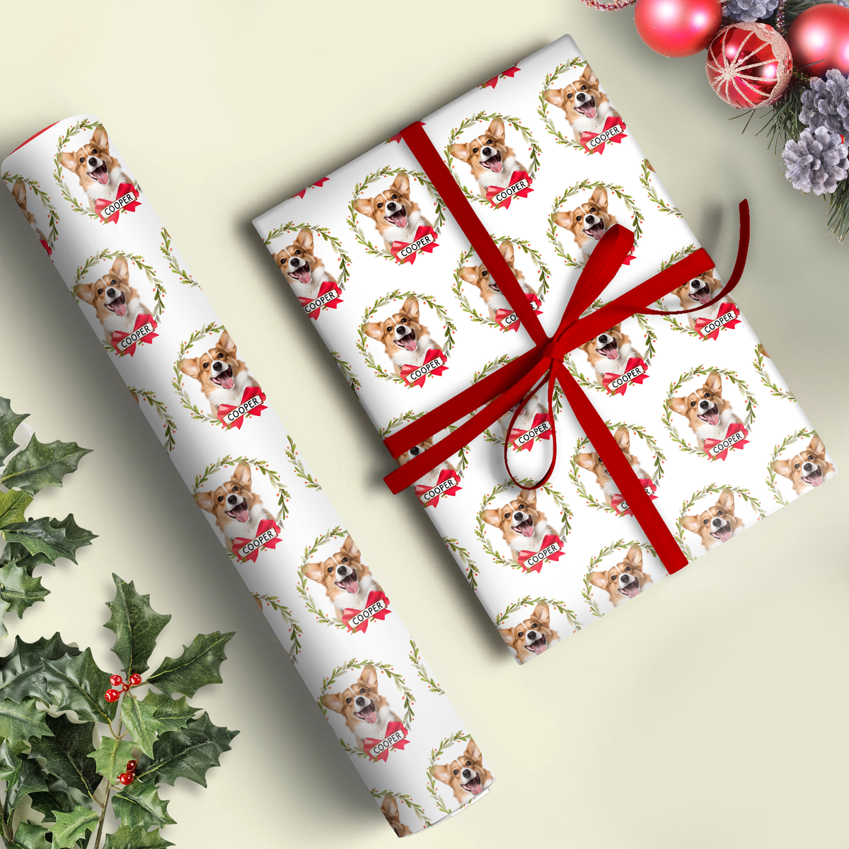 Custom Dog Cat Photo Christmas Wrapping Paper CH07 899500