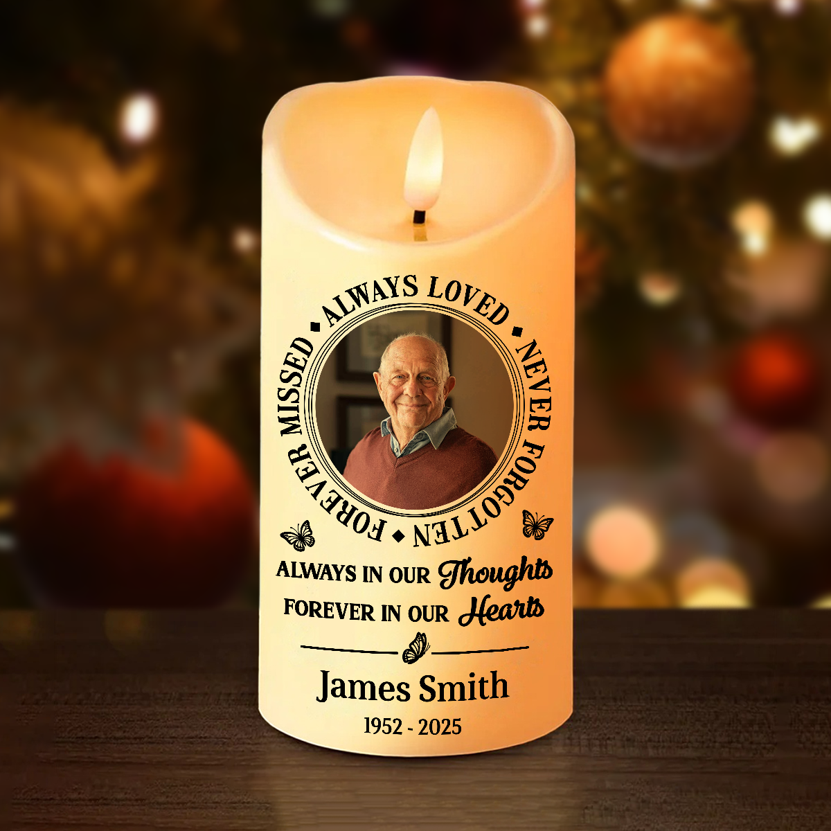 Custom Photo Memorial Always In Our Thoughts Forever In Our Hearts Personalized LED Candle LM32 897893