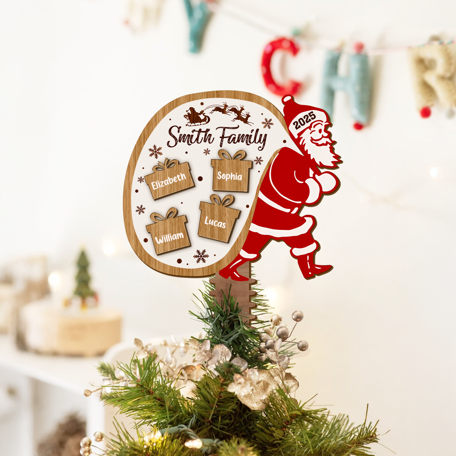 Custom Family Name Santa Claus Personalized Family Christmas Tree Topper CH07 899068