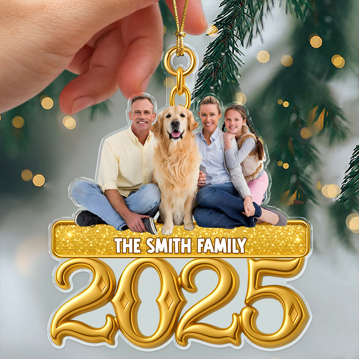 Custom Photo Golden Family 2025 - Personalized Acrylic Ornament LM32 895965
