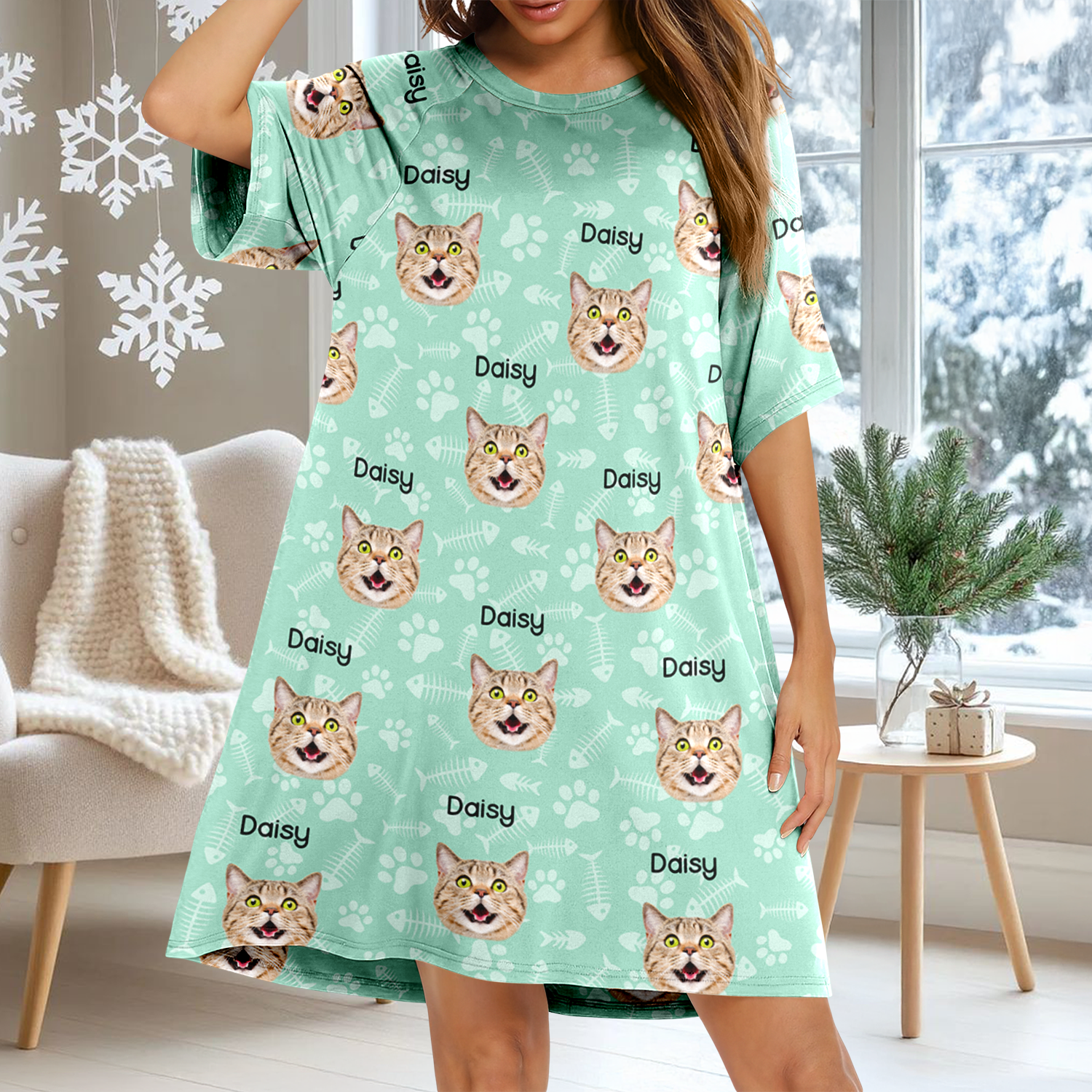 Custom Dog Cat Photo & Name Nightgown Gift For Dog Lovers Cat Lovers CH07 910366