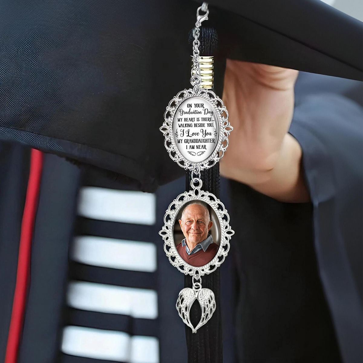 Custom Photo Graduation Tassel Charm With Angel Wings HO82 901366