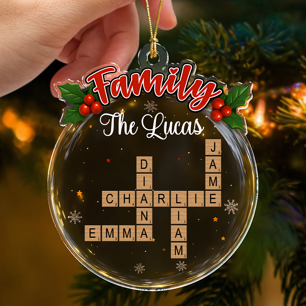 Personalized Crossword Style Family Keepsake Acrylic Ornament Christmas Gift HA75 897690