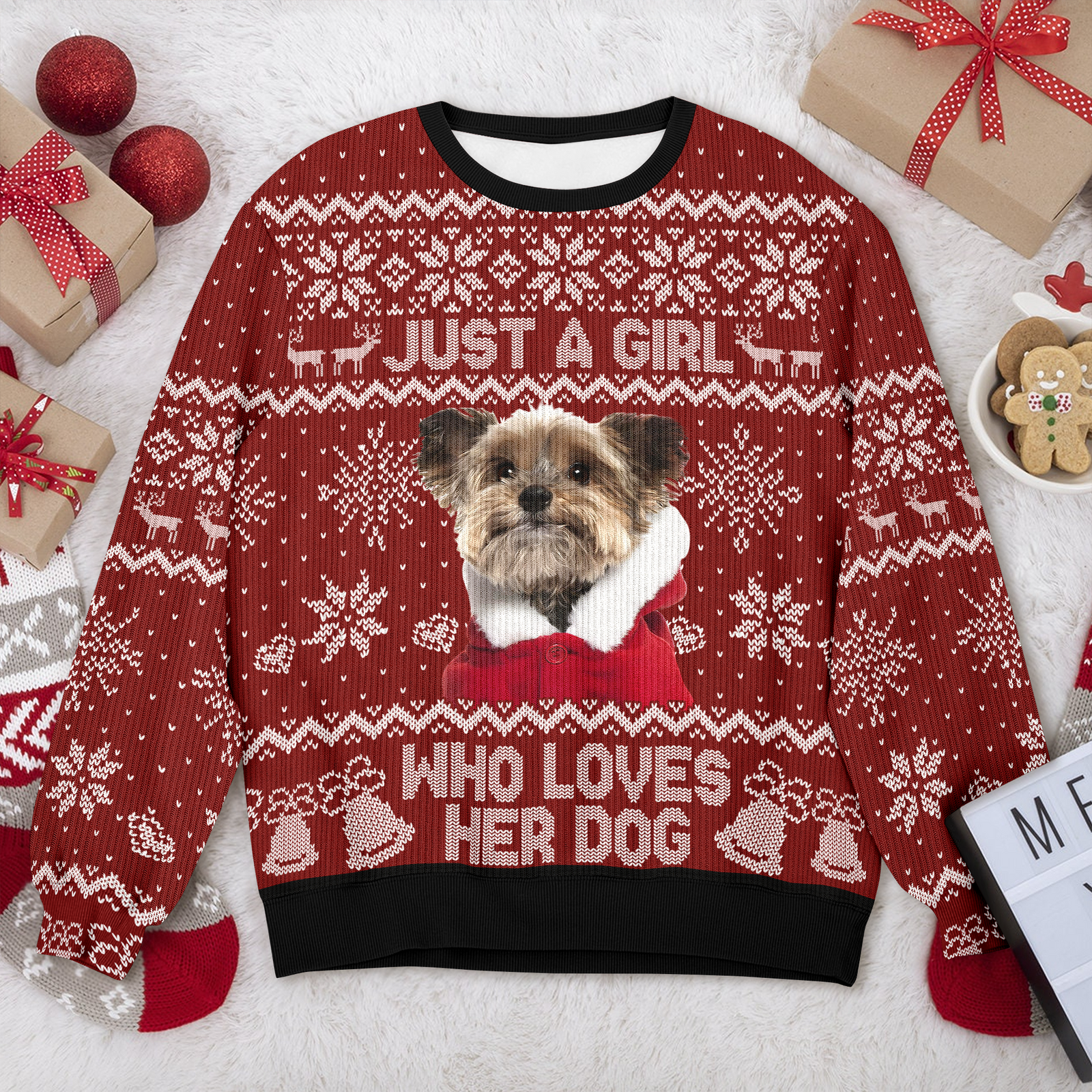 Custom Photo Just A Girl Who Loves Her Dog Ugly Sweater For Christmas TH10 896277