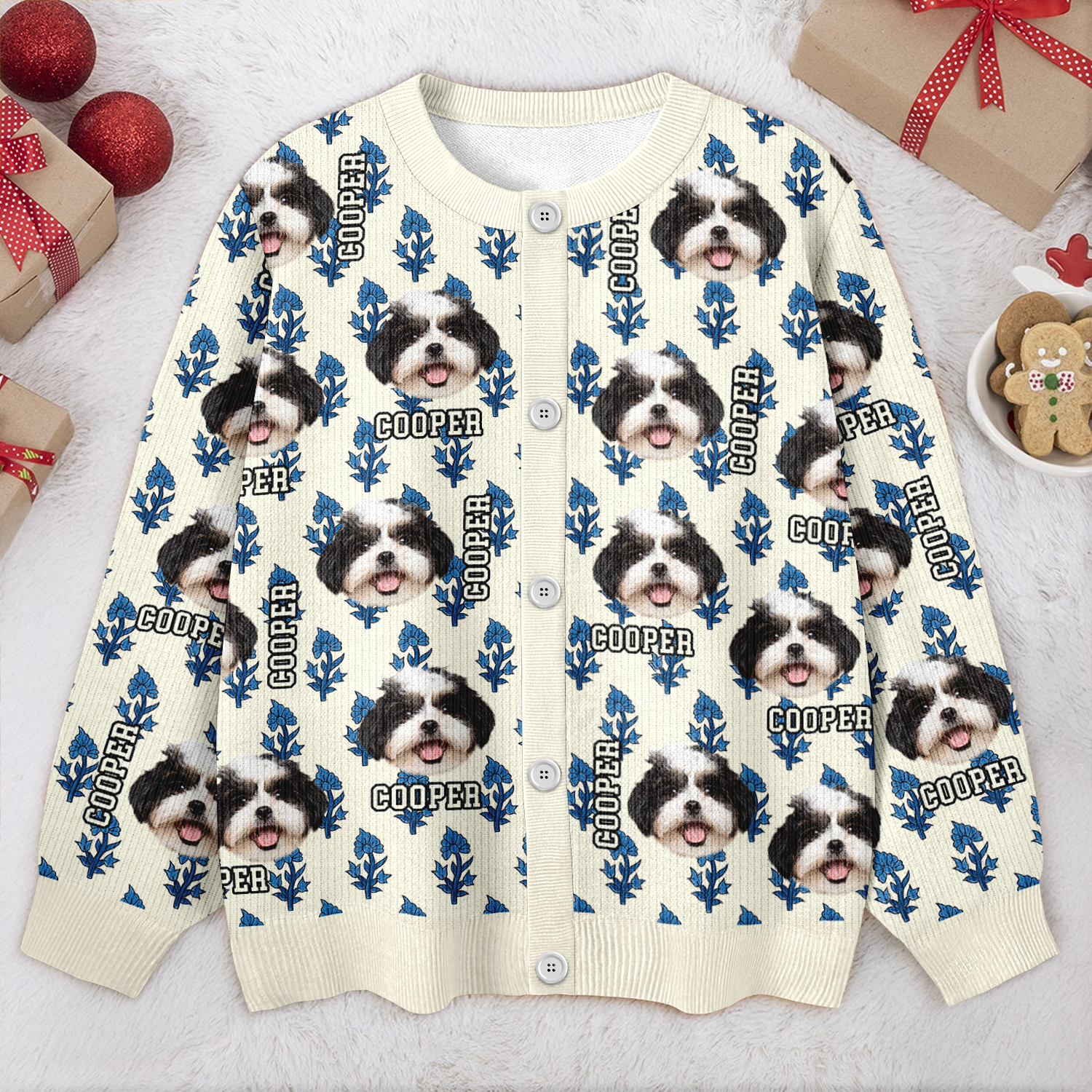 Custom Dog Cat Photo With Hand Block Print Ugly Cardigan For Dog/Cat Lovers LM32 897191