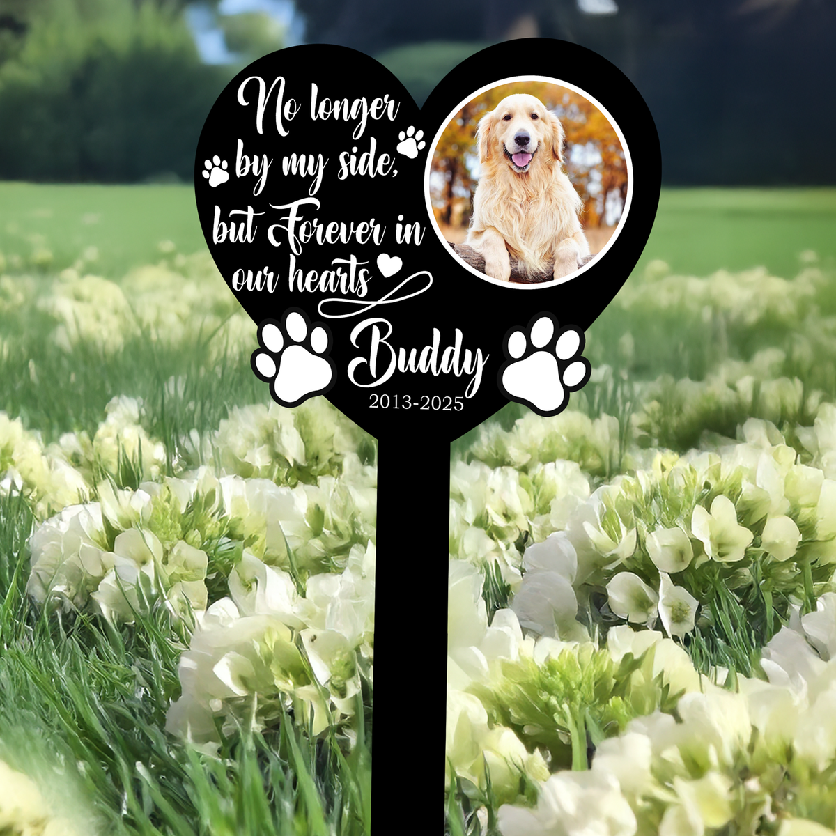 One By My Side, Forever In My Heart Custom Dog Memorial Garden Stake CH07 910738
