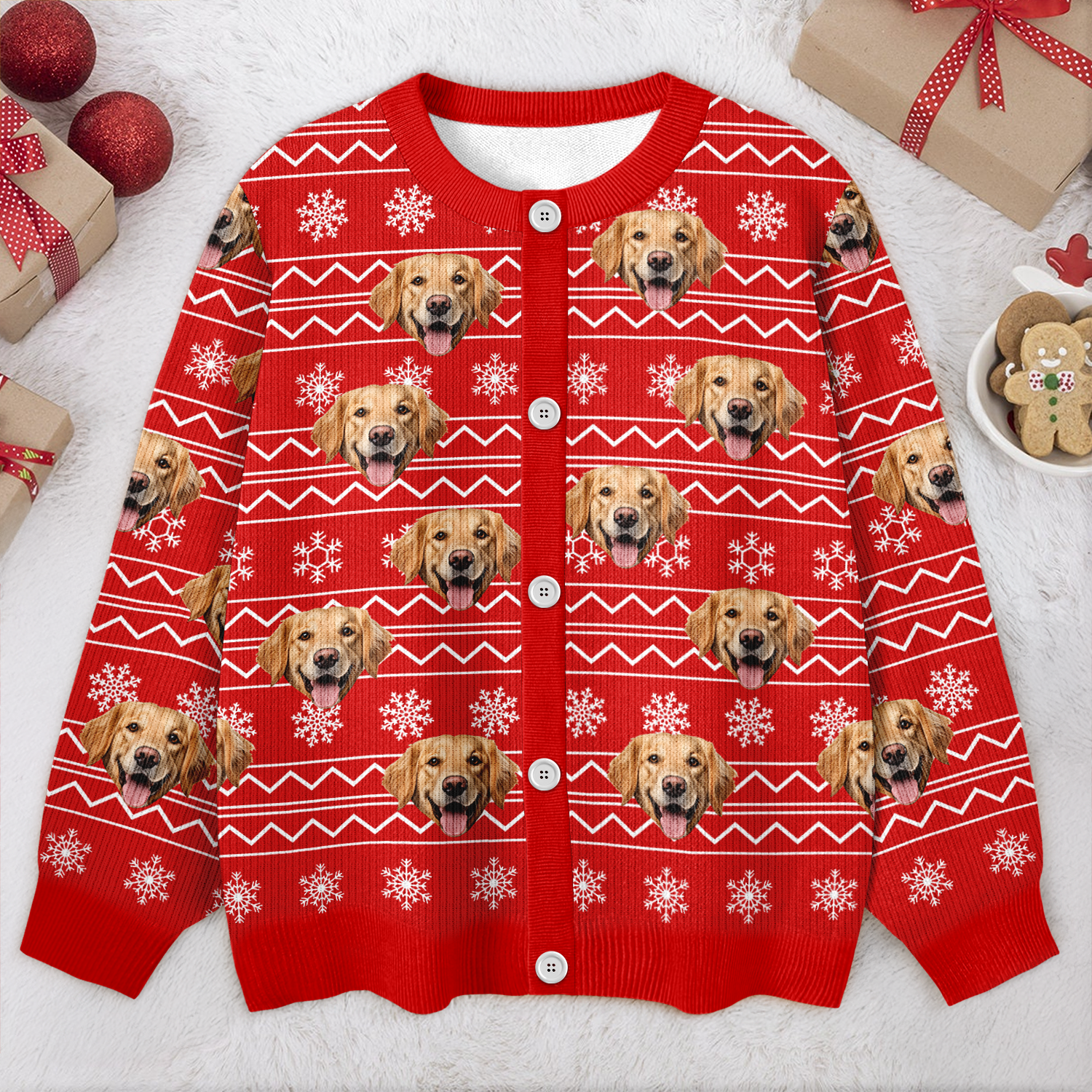 Custom Photo Christmas Ugly Cardigan For Dog Lover TH10 896577