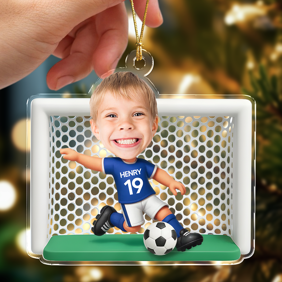 Custom Photo Soccer Player Personalized Christmas 3D Effect Acrylic Ornament LM32 895815