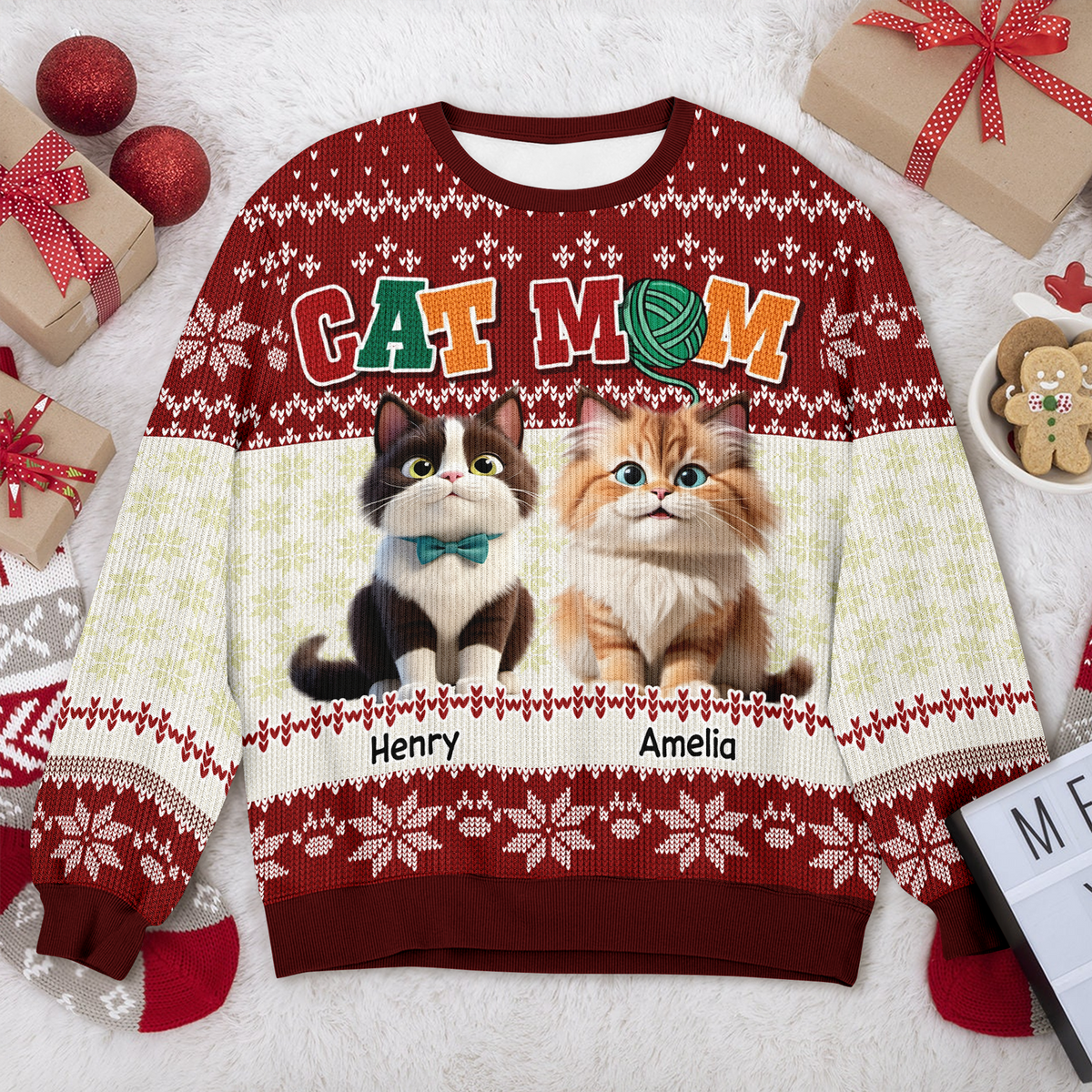 Cat Mom Cat Dad Funny Cat Personalized Ugly Sweater For Cat Lovers LM32 895971