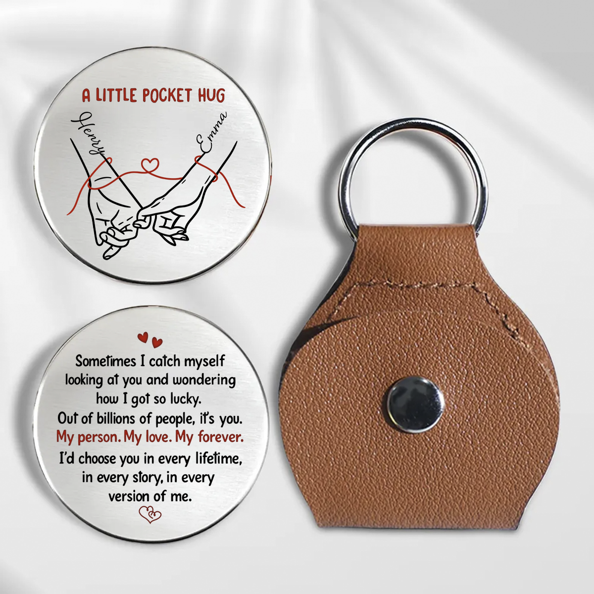 Custom Couple Pocket Hug – Personalized Anniversary Wedding Gift for Husband and Wife CH07 910456