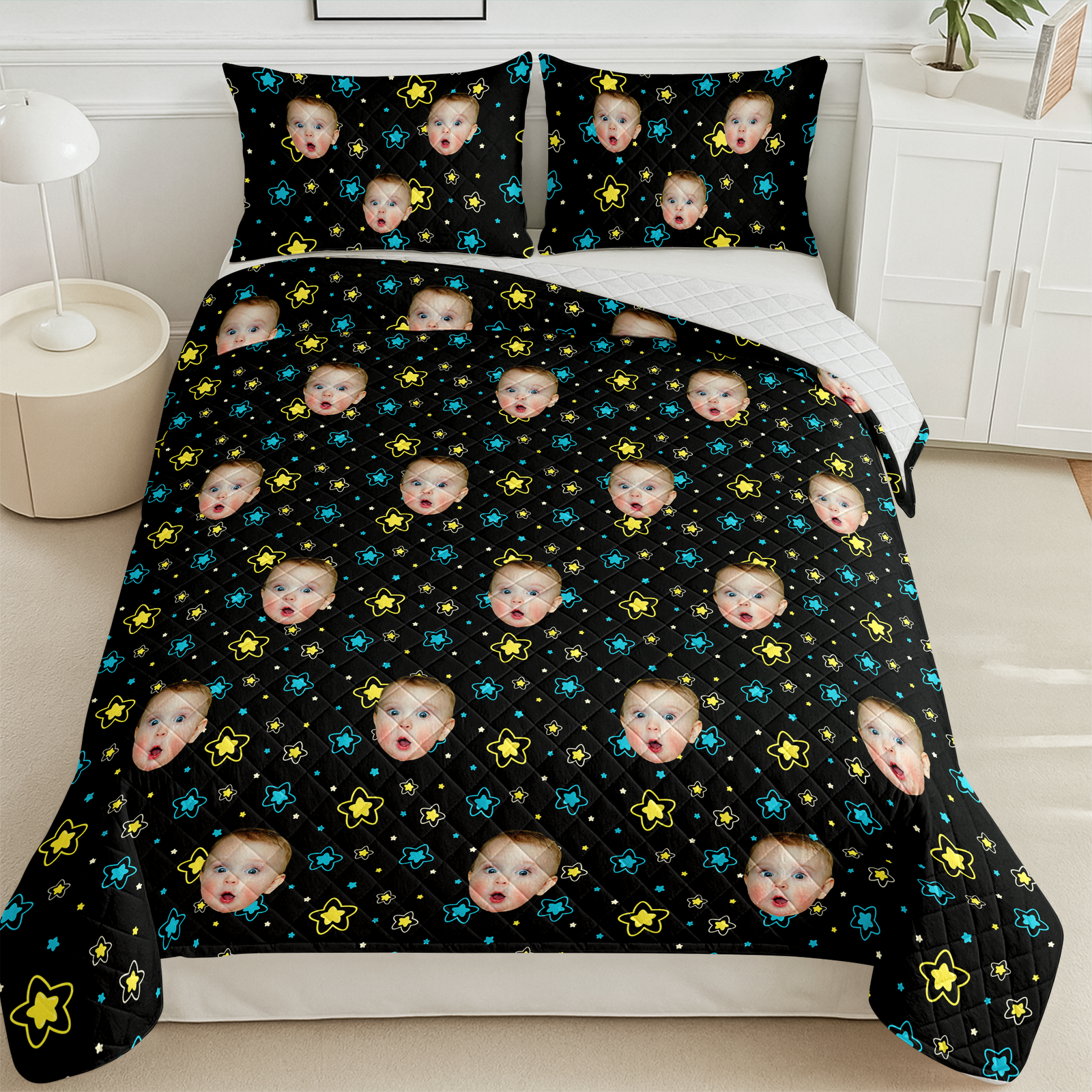 Custom Face Kid Family Quilt Bedding Set Family Gift HA75 898226