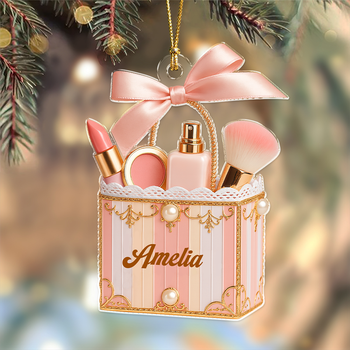 Personalized Beauty Brush Christmas Acrylic Ornament Gift For Makeup Lovers HO82 900558