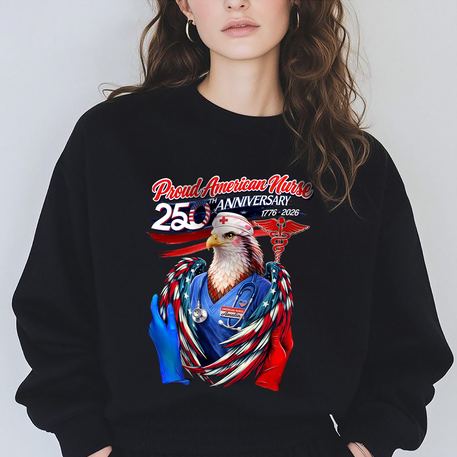 Personalized Name Proud American Nurse 250th Anniversary Dark Shirt LM32 899043