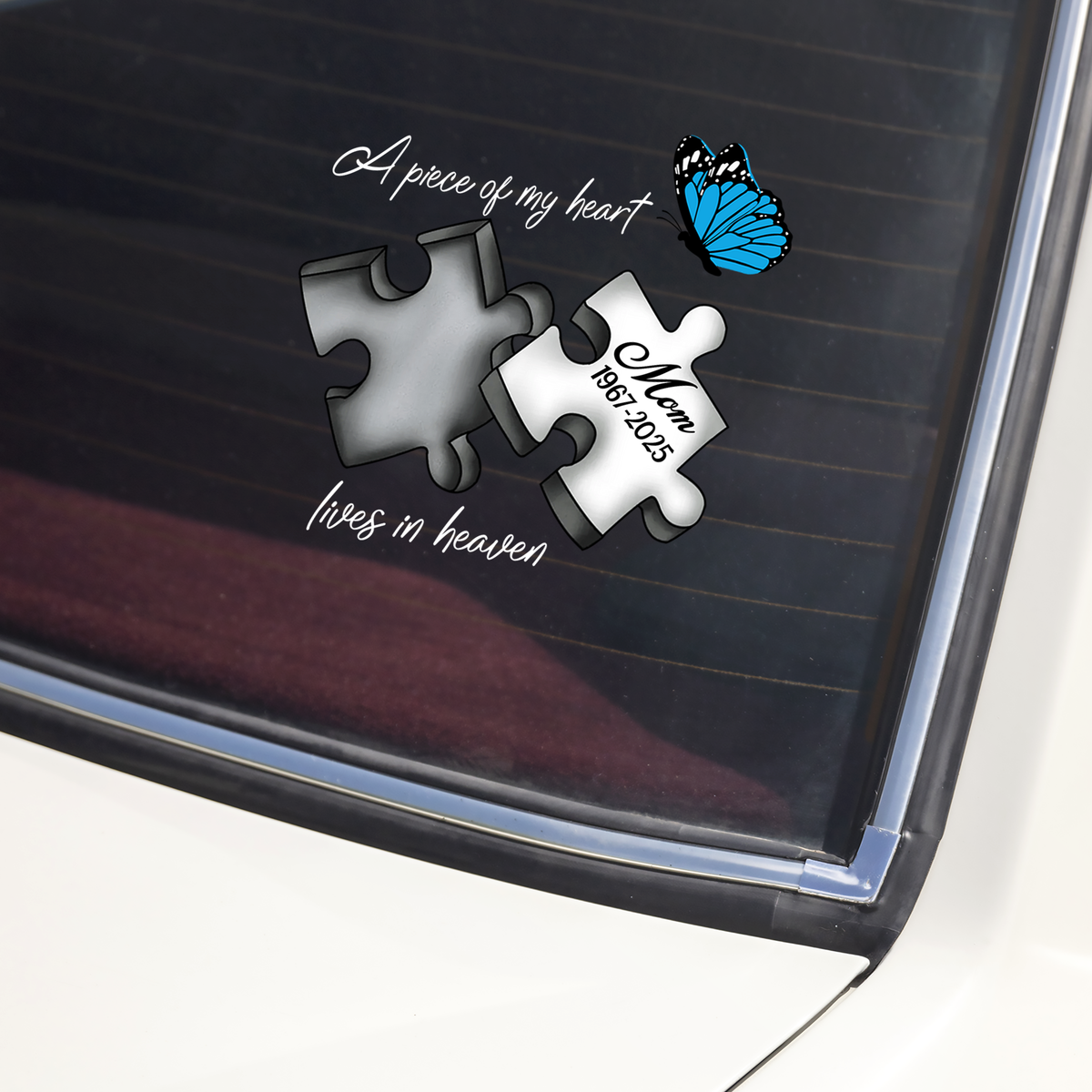 Custom Name A Piece Of My Heart Lives In Heaven Car Window Decal Sticker CH07 910190