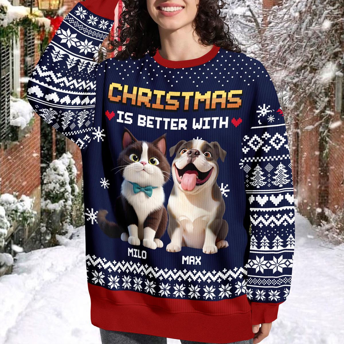 Personalized Christmas Better With Dog Cat Ugly Sweater CH07 899900