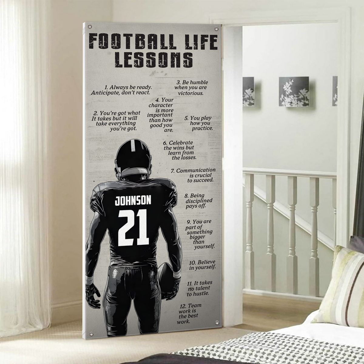 Football Life Lessons - Personalized Door Cover Gift for Football Lover CH07 899262