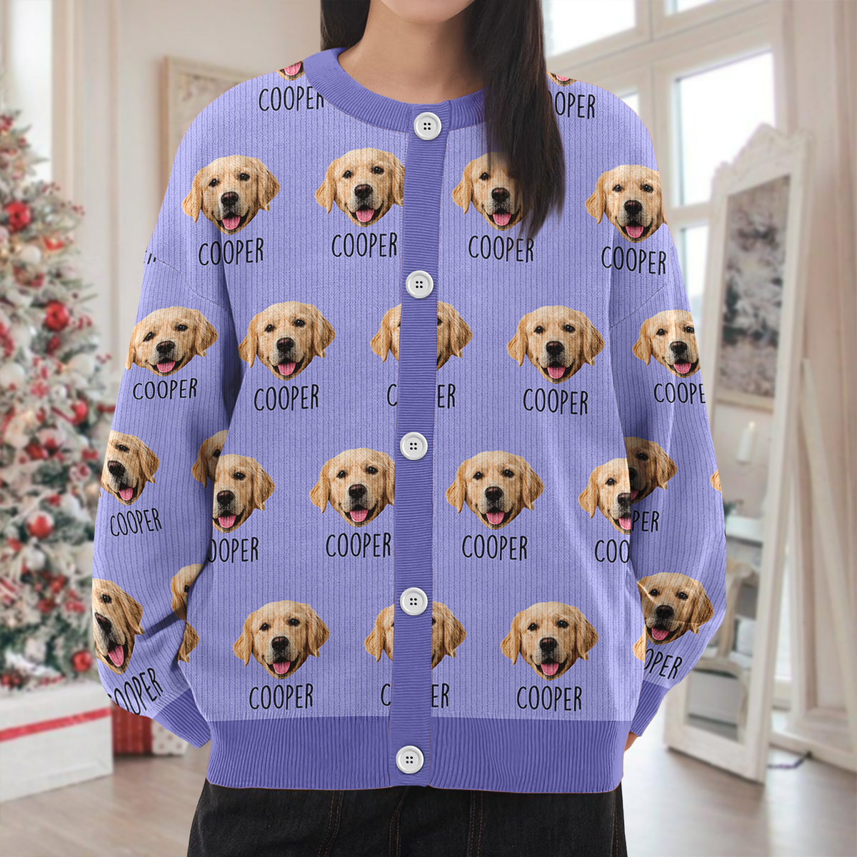 Custom Pet Portrait Photo Ugly Cardigan - Personalized Dog/Cat/Person Photo & Name Gif For Christmas CH07 899808