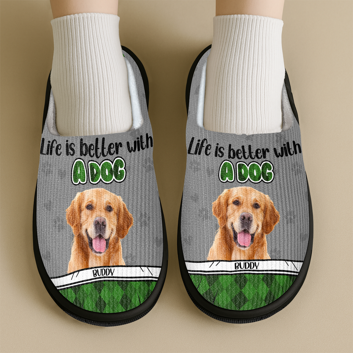 Custom Photo Life Is Better With A Dog Slipper TH10 896251