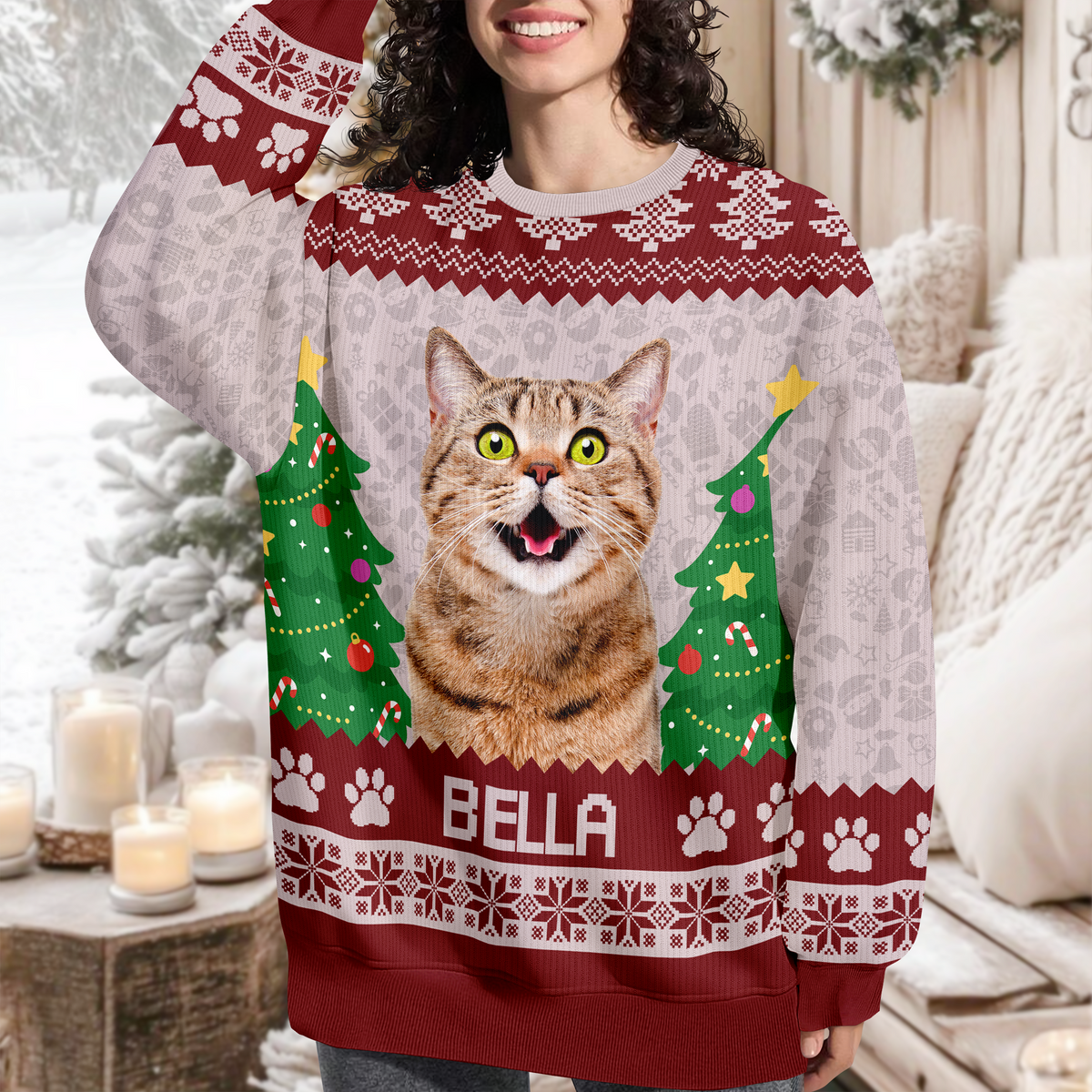 Custom Photo And Name Ugly Sweater For Cat Lover TH10 896465