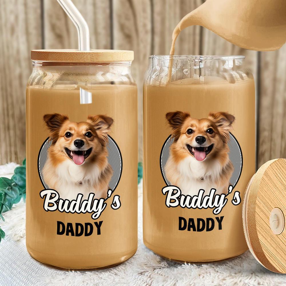 Custom Photo And Name Glass Can With Lid Christmas Gift For Dog Lover TH10 896875