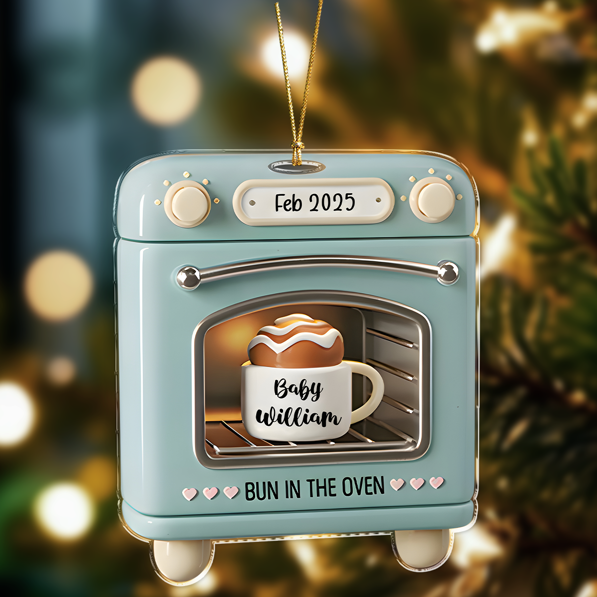 Custom Baby Name Bun In The Oven Acrylic Ornament TH10 896763