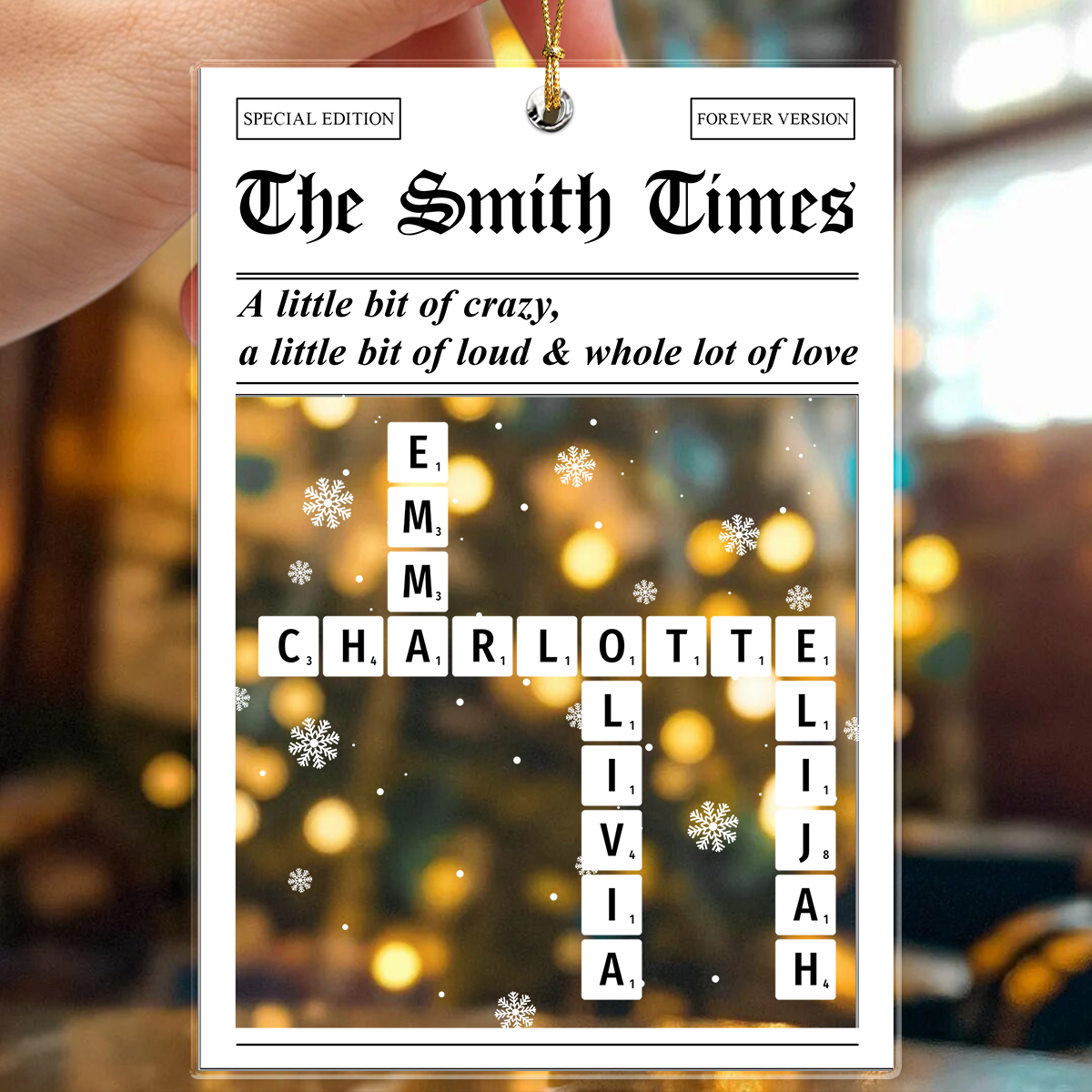 The Family Times Custom Family Name Crossword Acrylic Ornament Christmas Gift For Family CH07 899744