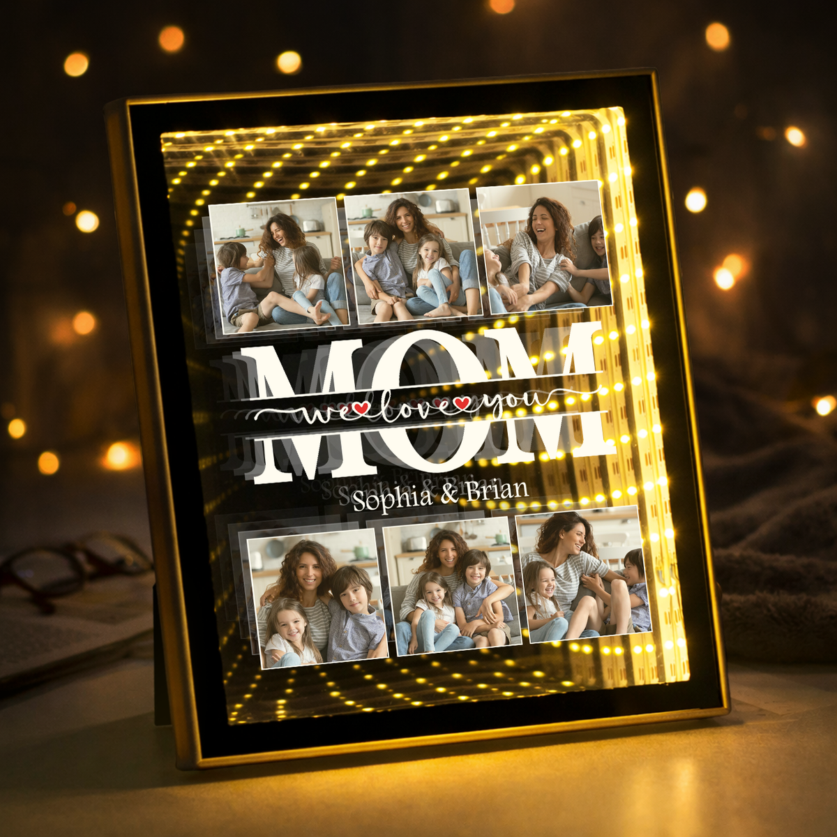 Personalized Mom We Love You Photo Infinity Mirror Light Box CH07 910924