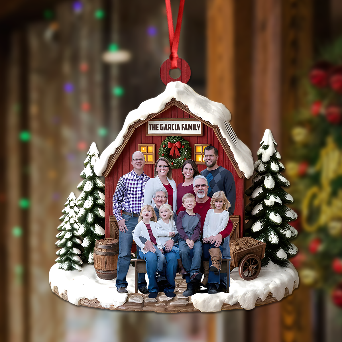 Custom Family Photo Christmas Personalized Wood Ornament HA75 897556