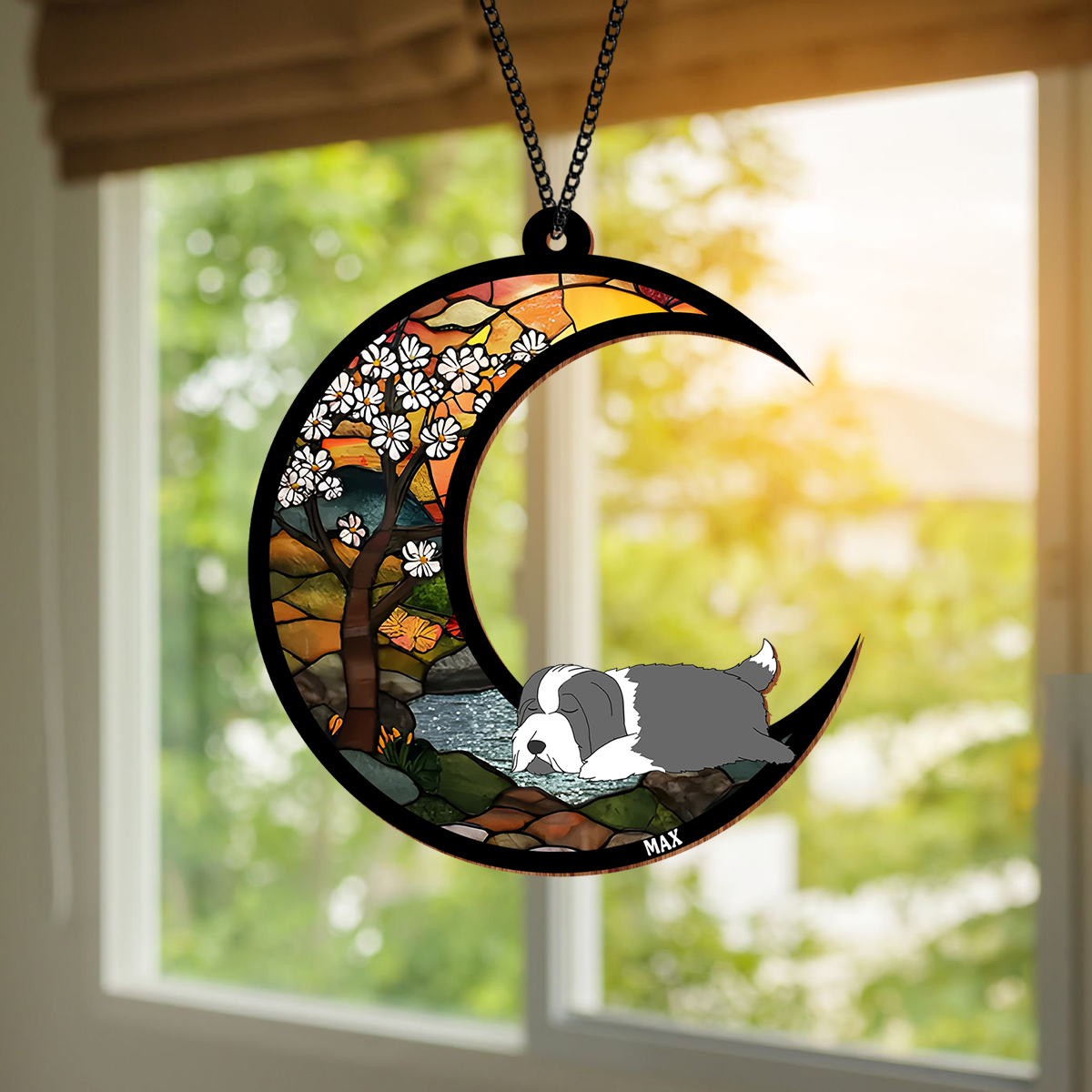 Custom Sleeping Dog Dreaming Of Treats And Belly Rubs Suncatcher LM32 893949