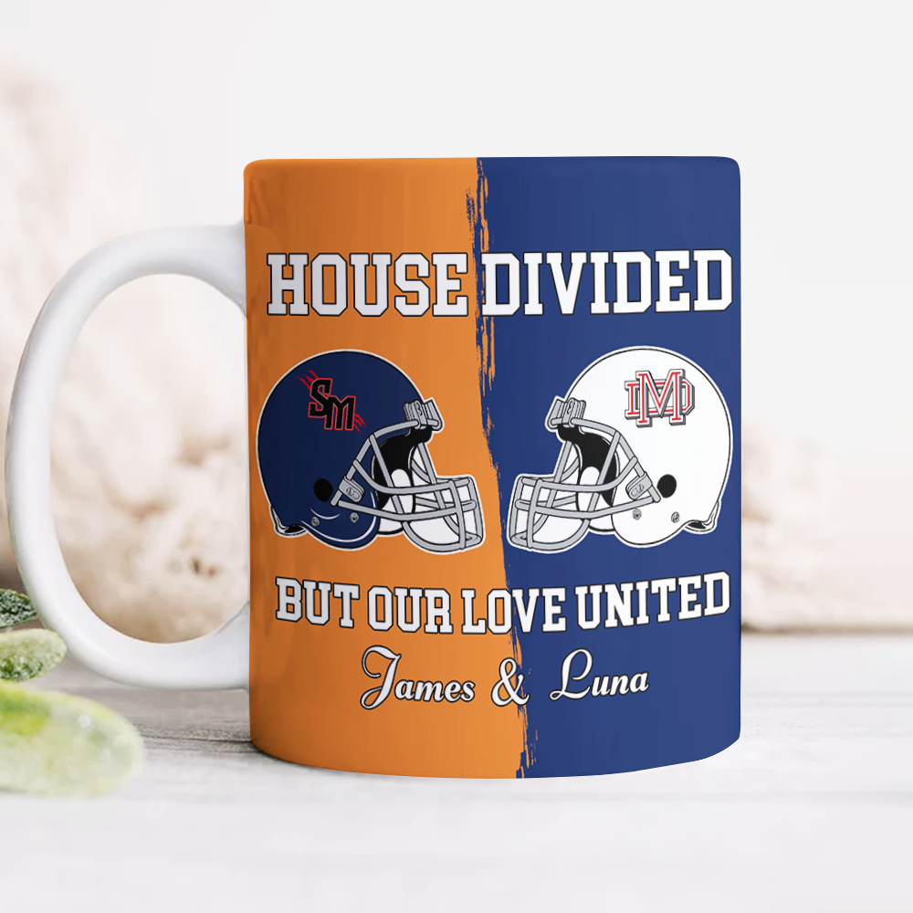 Custom Name Super Bowl House Divided But Our Love United Mug, Gift For Sports Fan Couples LM32 897837