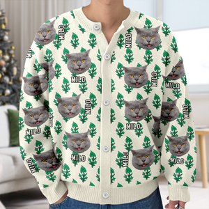 Custom Dog Cat Photo With Hand Block Print Ugly Cardigan For Dog/Cat Lovers LM32 897191