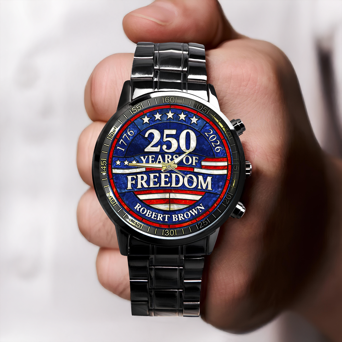 Custom Name 250 Years Of Freedom 1776-2026 4th Of July Men's Wrist Watch HO82 901554