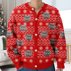 Custom Photo Christmas Ugly Cardigan For Cat Lover TH10 896579