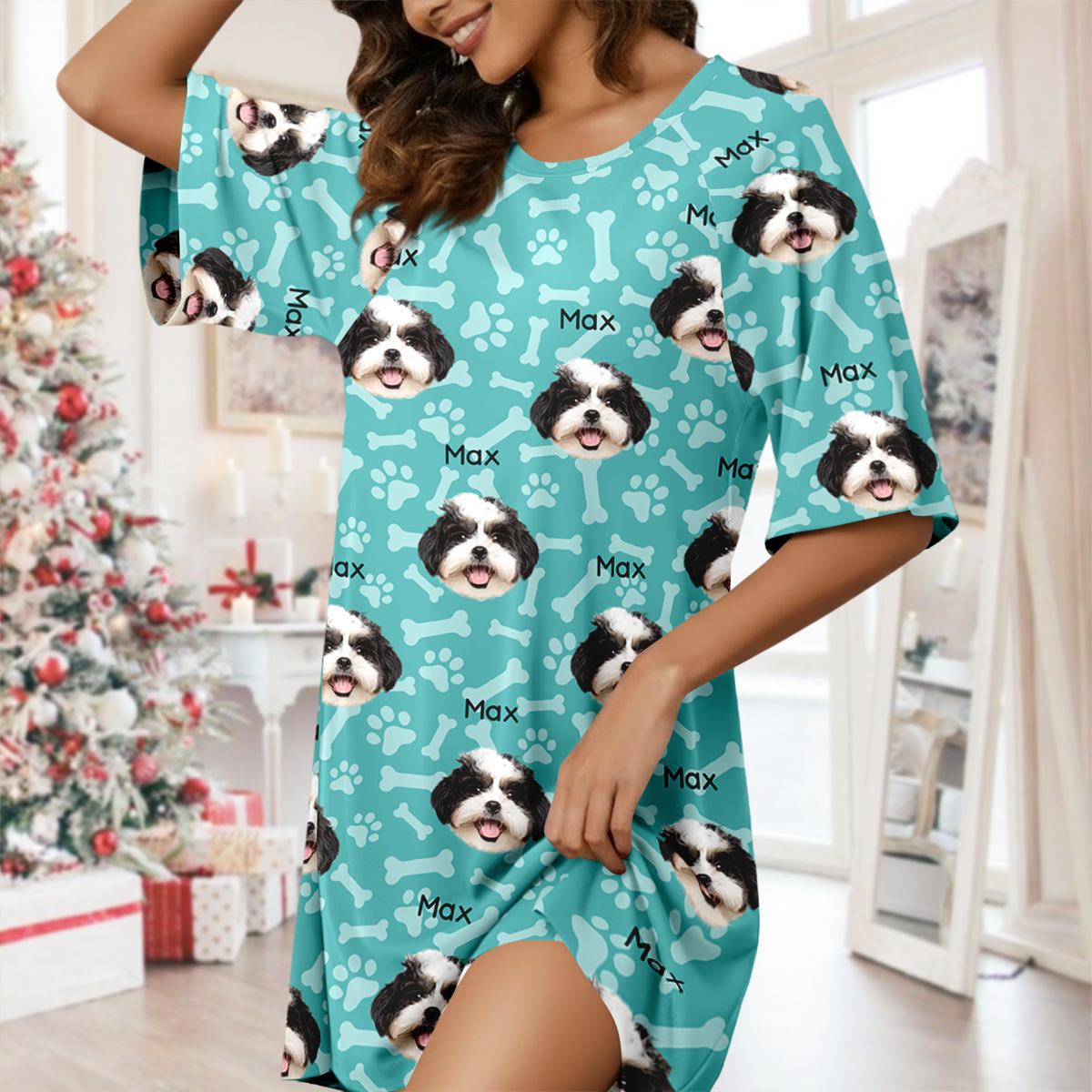 Custom Dog Cat Photo & Name Nightgown Gift For Dog Lovers Cat Lovers CH07 910366