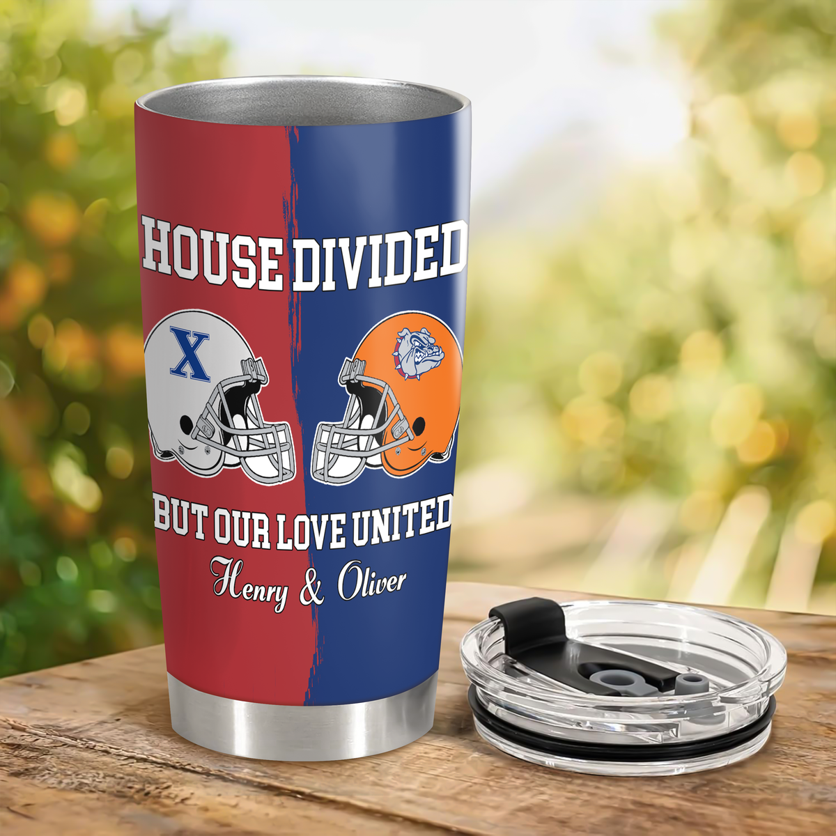 Custom Name House Divided But Our Love United Fat Tumbler, Gift For Sports Fan Couples LM32 897839