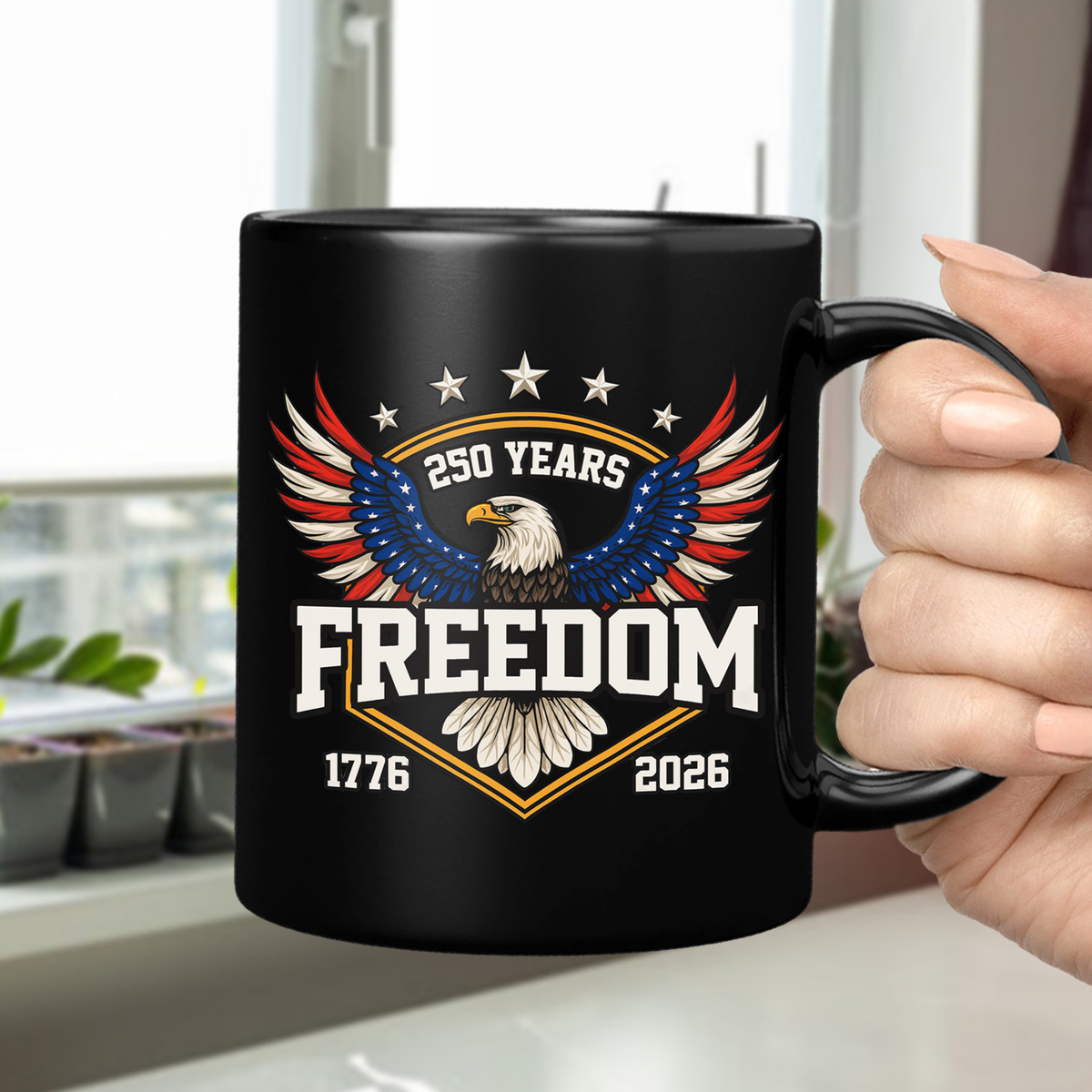 America 250 Years of Freedom 1776–2026 Anniversary Black Mug HA75 898806