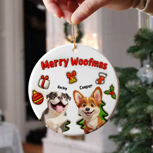Personalized Merry Woofmas 3D Inflated Effect Ceramic Ornament For Dog Lover TH10 896525