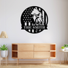 Custom Family Name US Flag With American Eagle Monogram Metal Sign LM32 897899