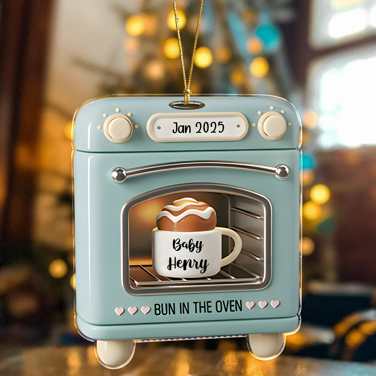 Custom Baby Name Bun In The Oven Acrylic Ornament TH10 896763