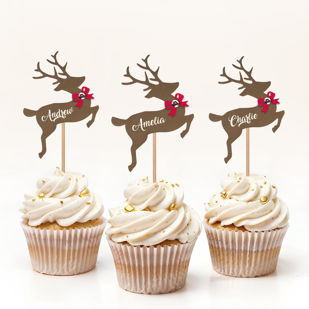 Custom Name Reindeer Cupcake Toppers For Christmas TH10 894755